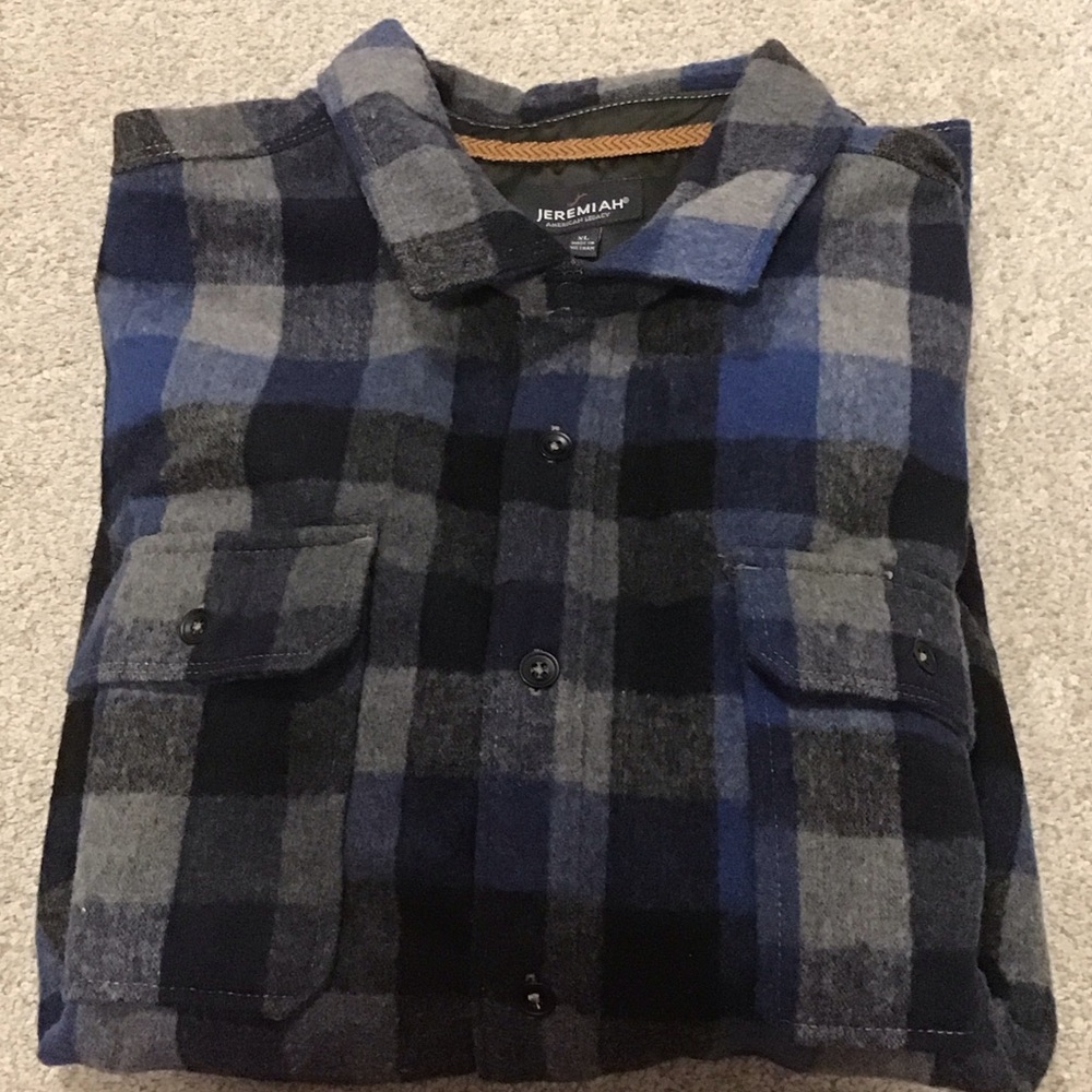 Jeremiah Men's Blue and Gray Plaid Casual Button Down Shirt